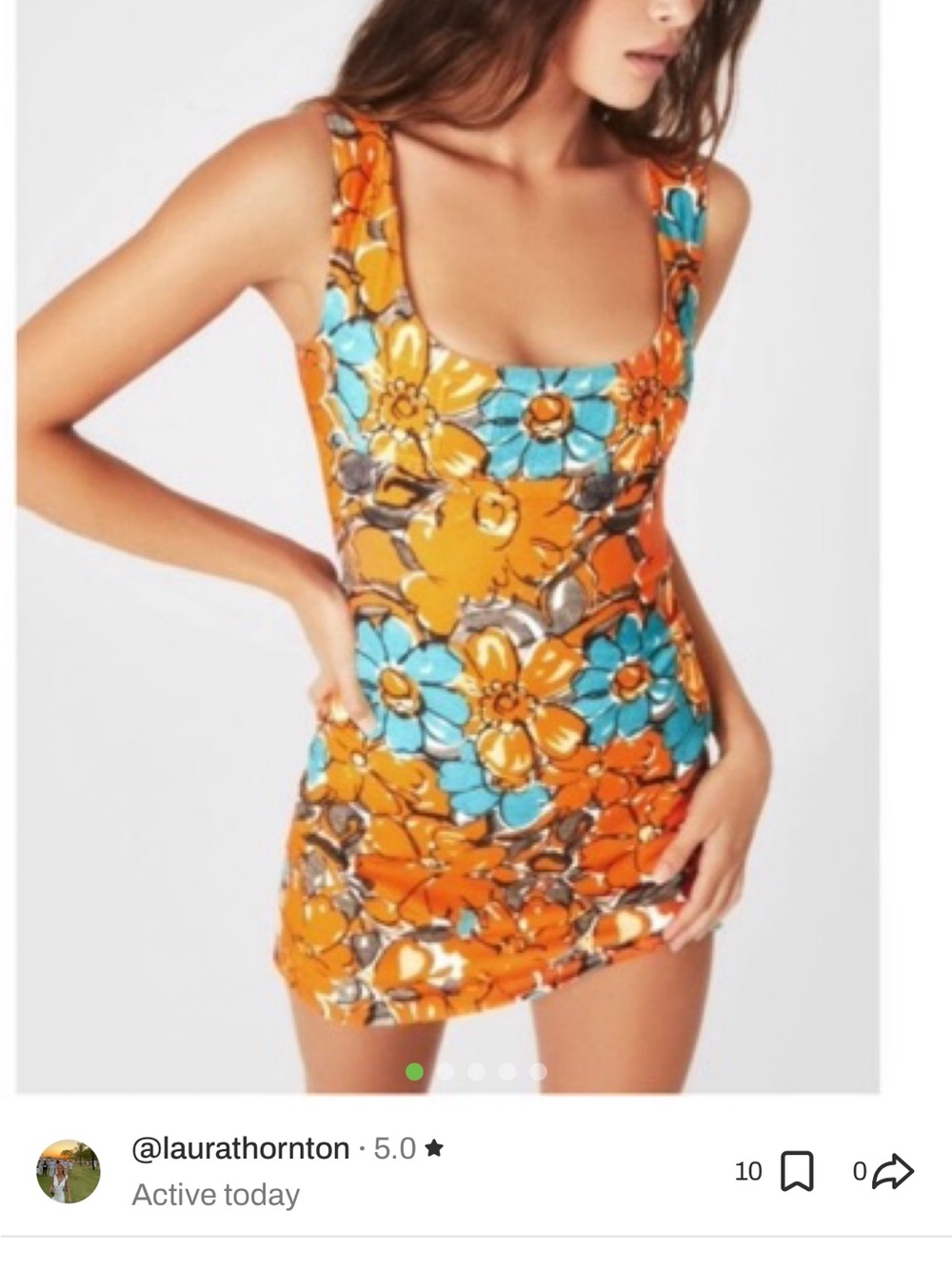Miaou Orange & Teal Floral Mini Dress